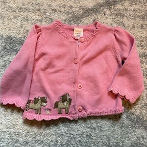 Gymboree Pony Ranch Pink Cardigan with Horse baby girls sweater 12-18